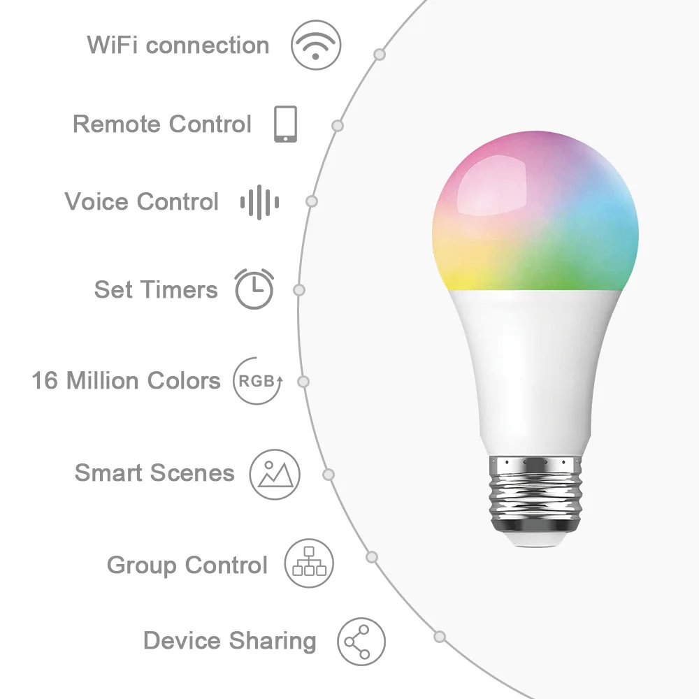 Zestaw inteligentna żarówka cyfrowy Excel z pilotem i wifi 7W 9W 10W E27 E26 RGBW