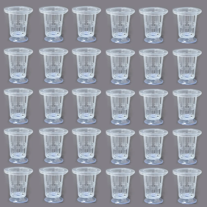 20/30PCS Clear Plastic Aquarium Planting Cups with Suction Base Water Grass Grow Containers for Freshwater Fish Tank Decoration
