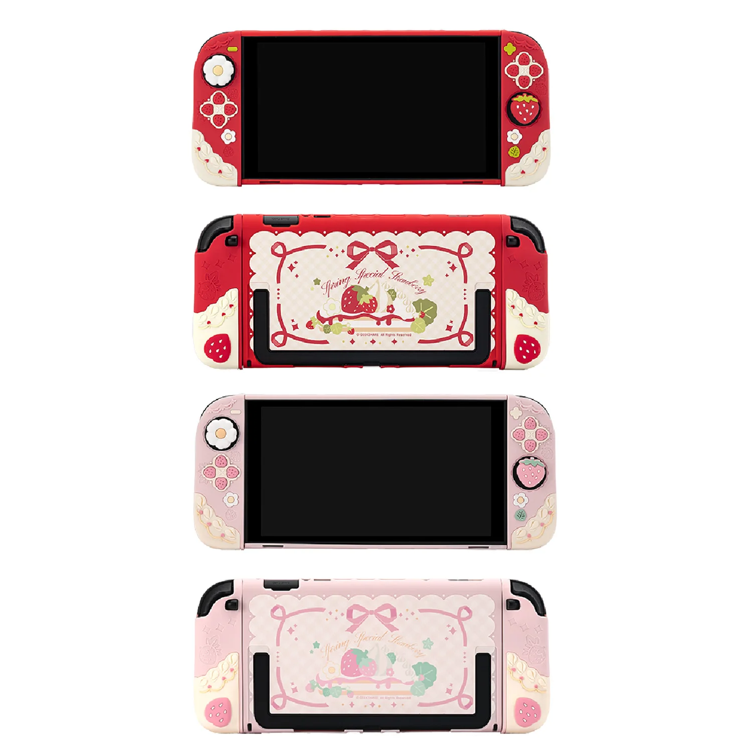 

Клубничный жесткий защитный чехол для Nintendo Switch 2/NS Oled Joy-Con, контроллер, кнопки ручки, силиконовый полный чехол