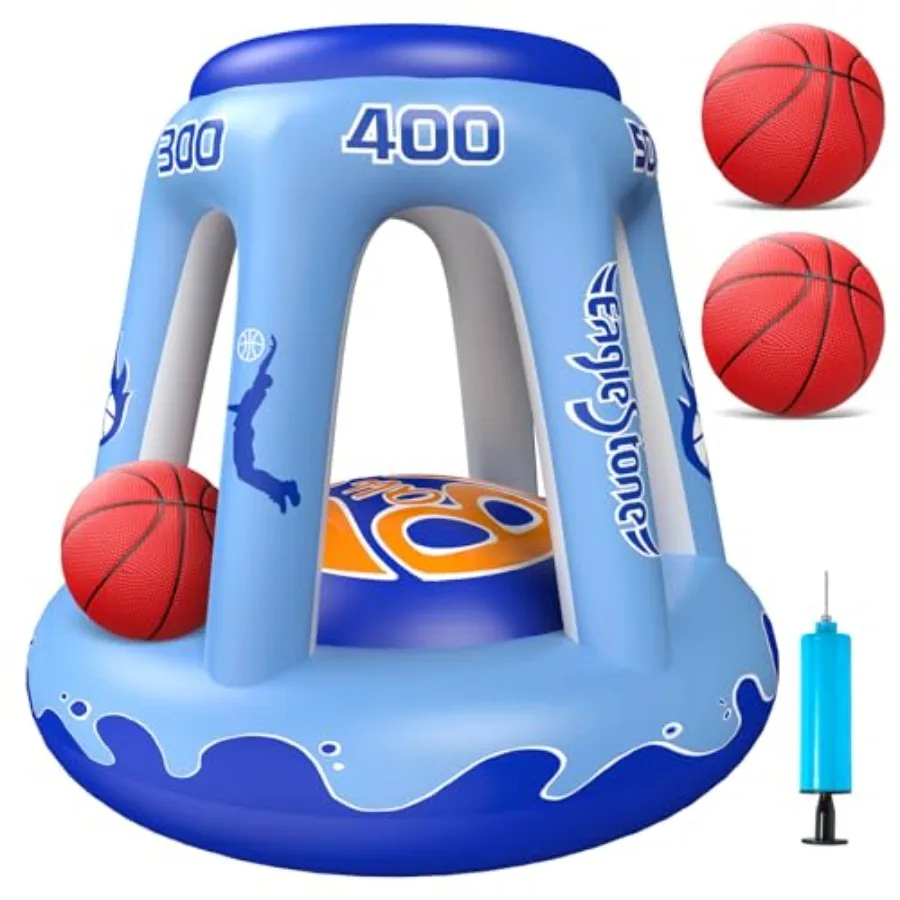 

Inflatable Pool Basketball Hoop for and Adults, 47" Swimming Floating Basketball Hoop for Pool with 3 Balls, Pump, Summer Outdo