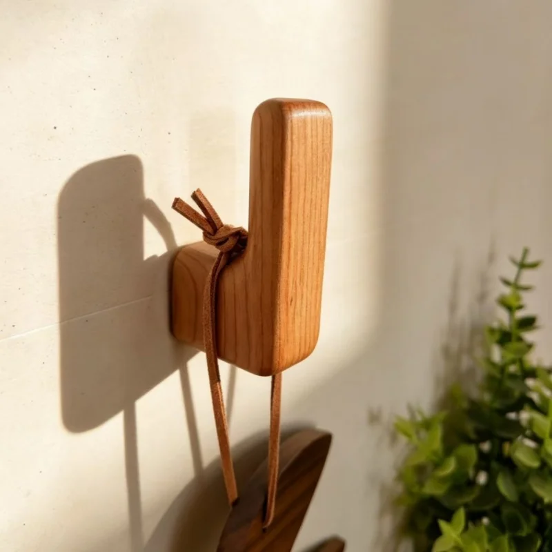 Nordic Solid Wood L-shape Wall Hooks Cabinet Door Handles Black Walnut Wooden Wardrobe Pulls Coat Hangers For Room