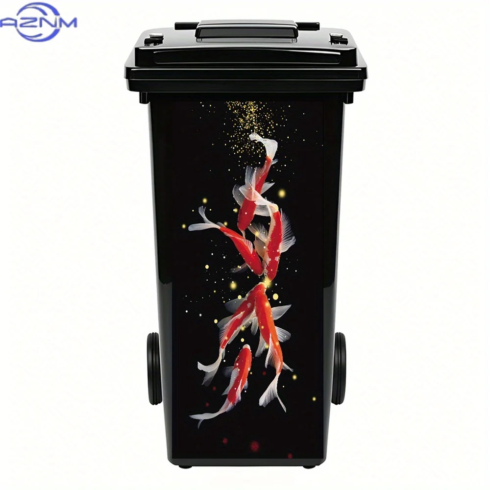 3D Koi Fish Themed Trash Can Decoration Stickers, wallpaper PVC Self-adhesive Bedroom Mural Stickers Living Room Home
