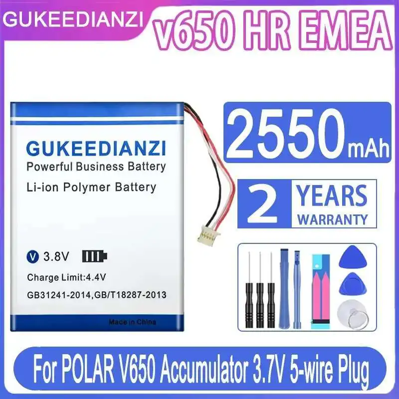 

Mobile Phone Battery 2550Mah Good Low-Temperature Performance For Polar V650 5-Wire Plug HR Emea Long Cables High-Capacity