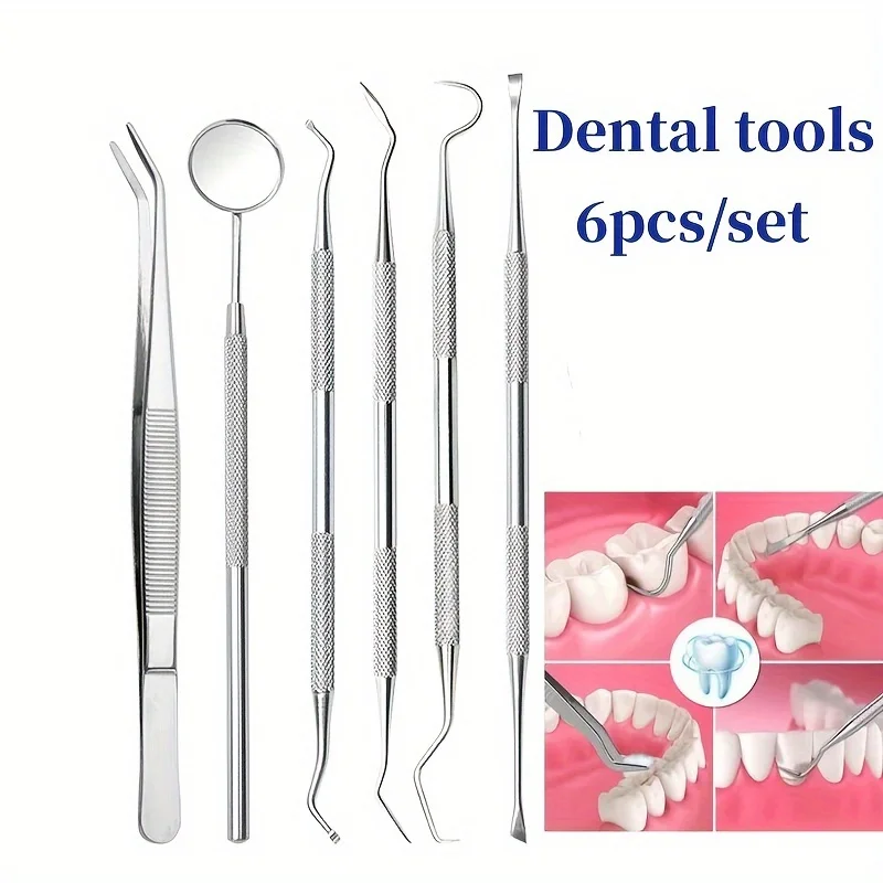 6 ピース/セットステンレス鋼歯科ミラー歯科キットポケット口ミラーアプライアンス