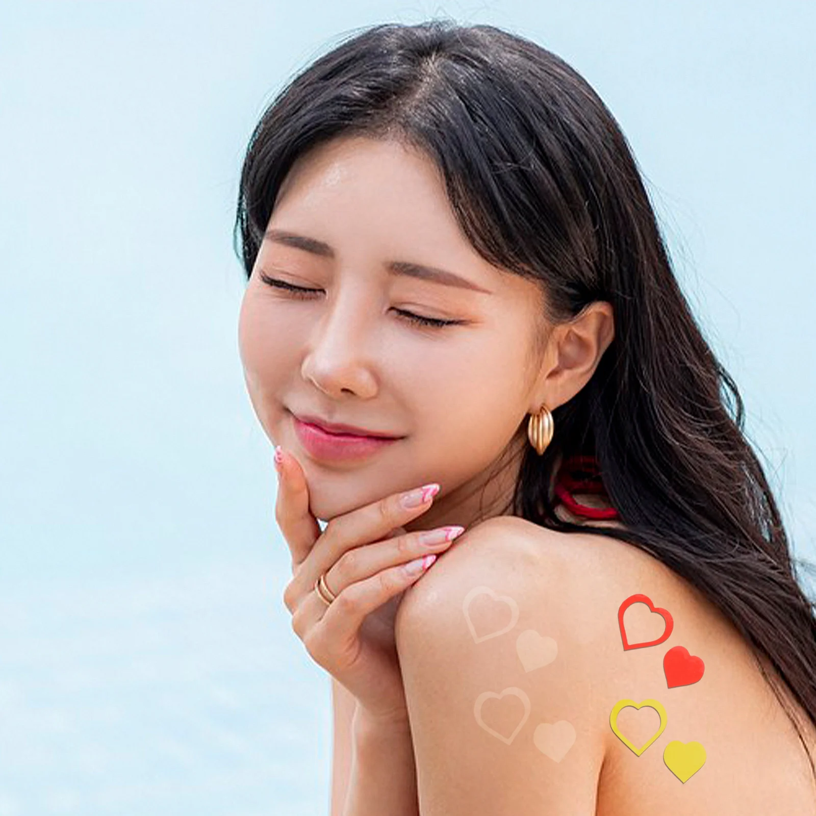 400 قطعة من ملصقات دباغة على شكل قلب شارات الجسم ذاتية اللصق مثقوبة لحمامات الشمس على الشاطئ للاستخدام في سرير دباغة خارجي #6