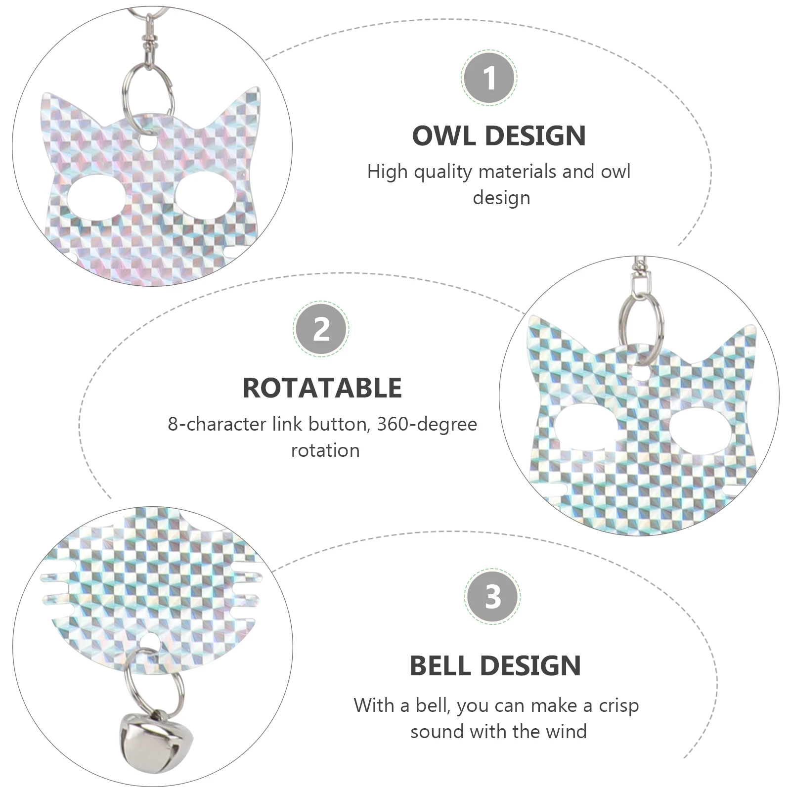 

2pcs Cat Head Bird Repeller PVC Hanging Decor Weatherproof Garden nament Reflective Device for Yard Lawn Pond