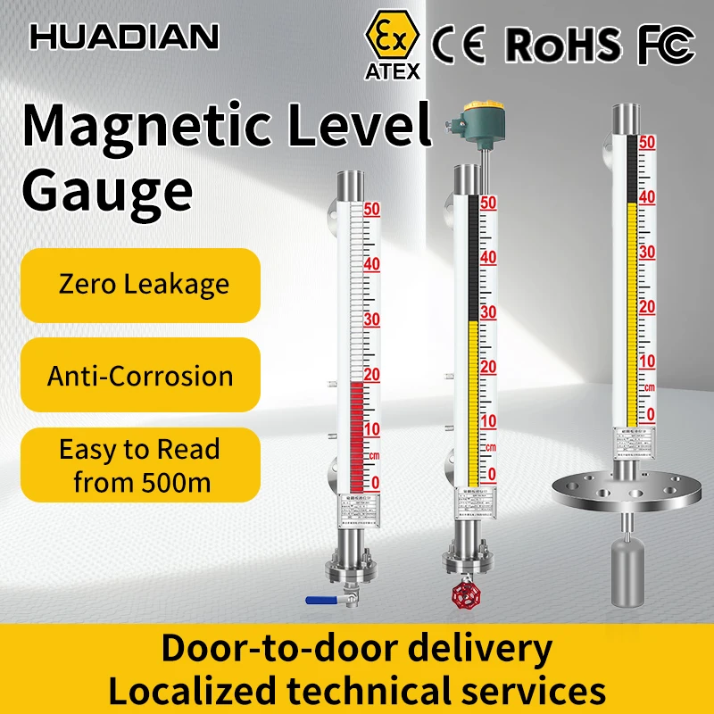 4-20mA Magnetic Flap Level Gauge With Remote Stainless Steel Sensor