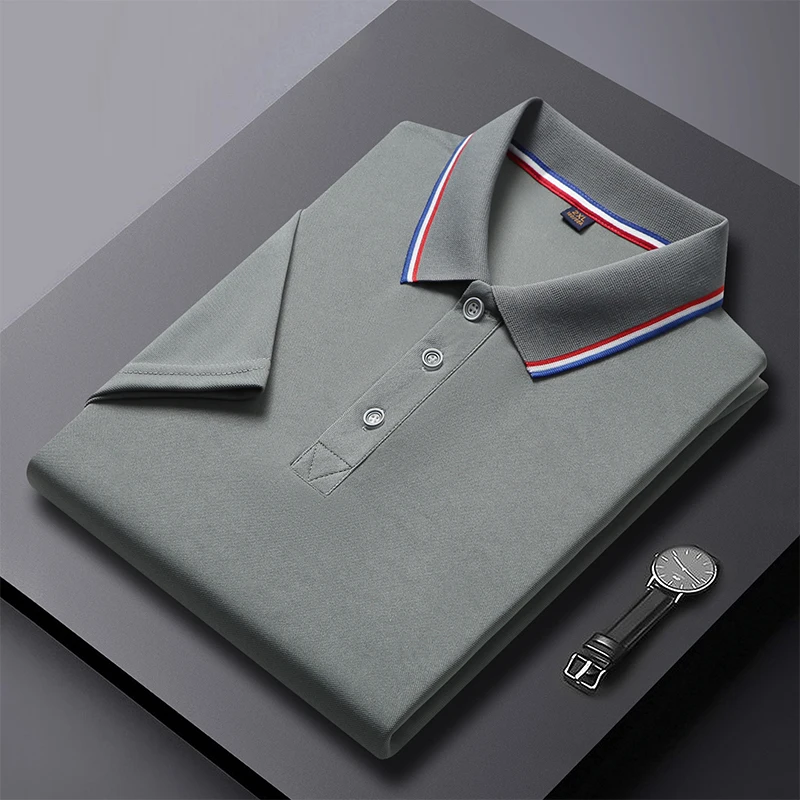 New Summer Men's and Women's Casual Collar T-shirt Breathable Short Sleeved Polo Shirt image 4
