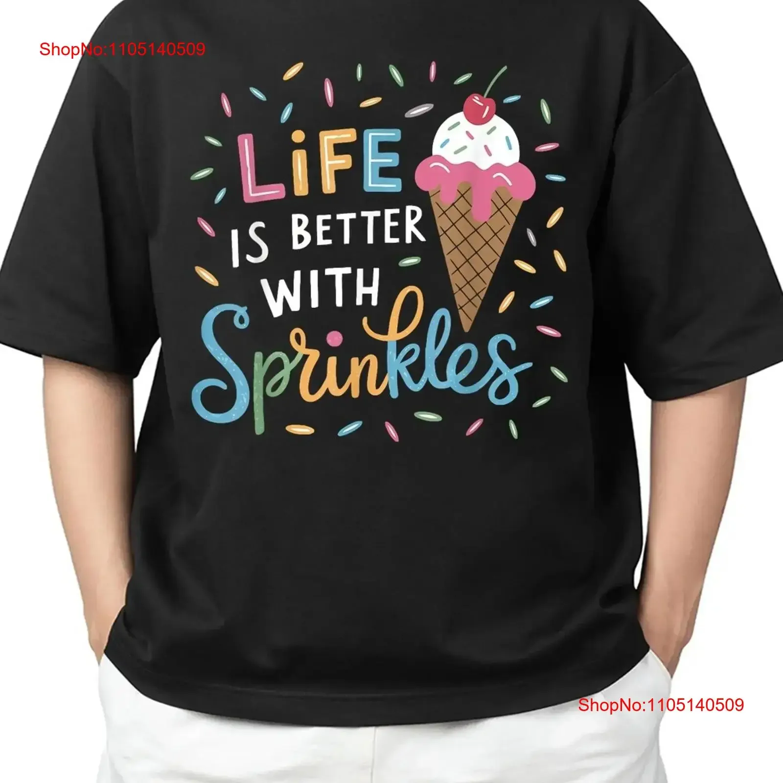 Sprinkles Ice Cream Sweet Crew T Shirt Fit for S 4XL vintage Washed fashion Casual Breathable Soft graphic designer clothes