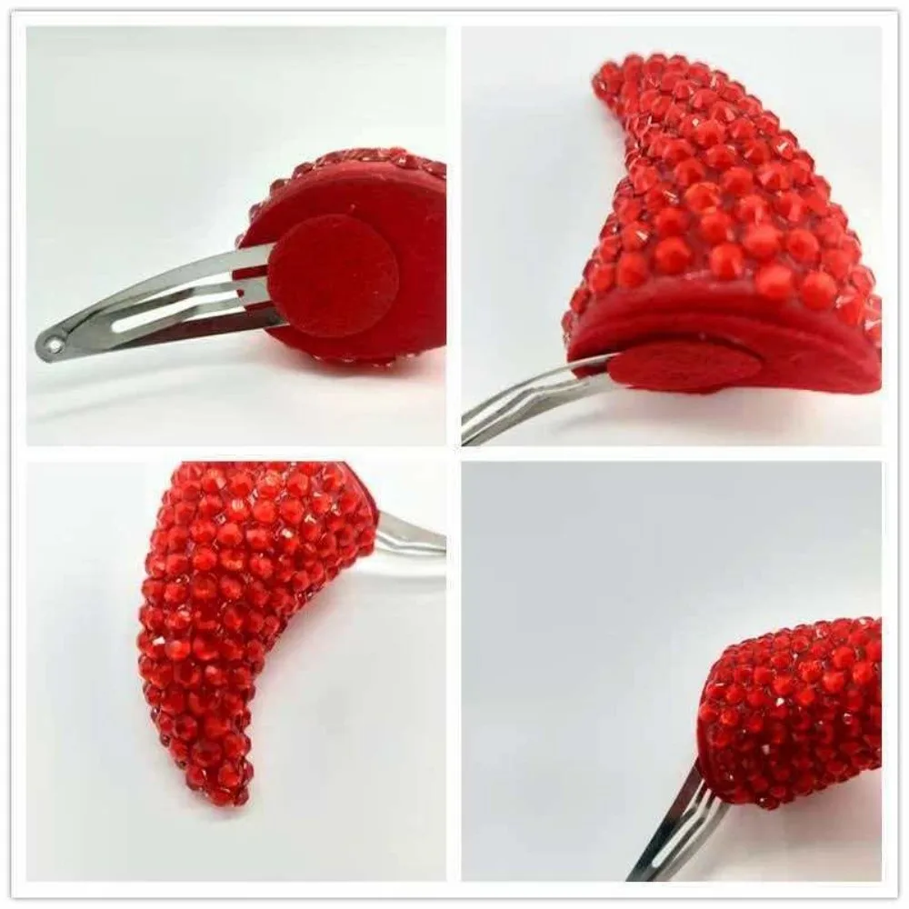 Cute Rhinestone Halloween Hair Hoop Glitter Cloth Cow Horn Hairband Hair Accessories Performance Props Horn Hairpins Family