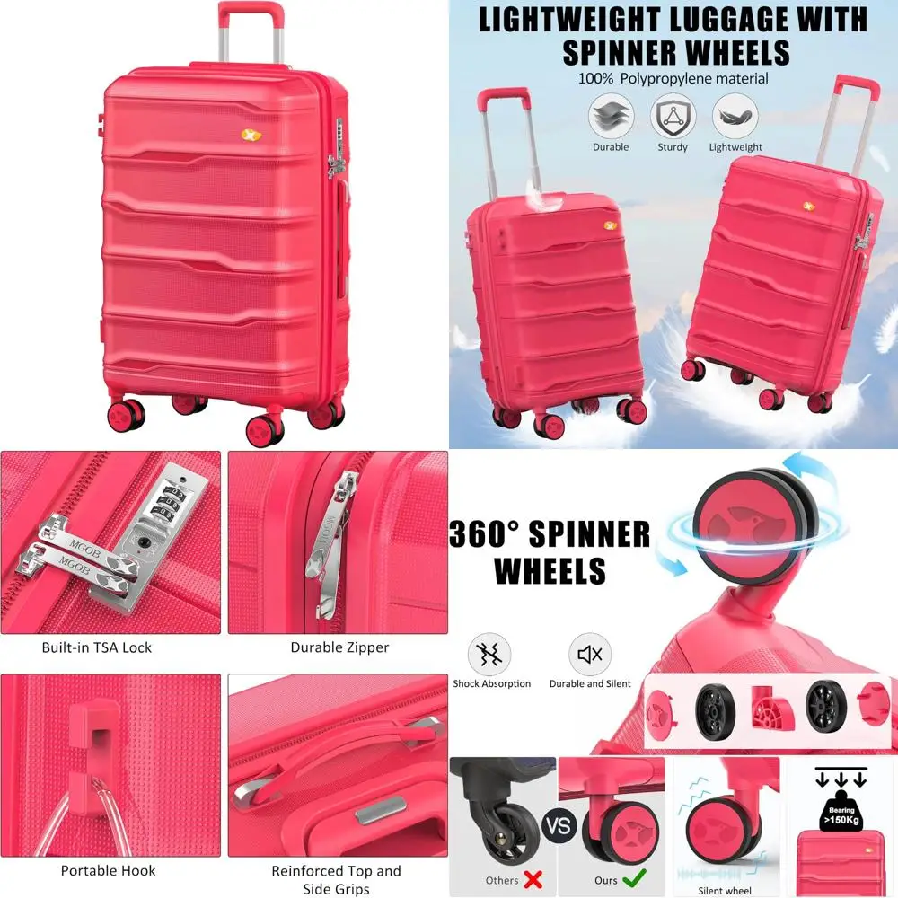 

Lightweight Hard Shell Spinner Luggage 24 Inch, TSA Lock, Medium Size Suitcase for Checked Luggage