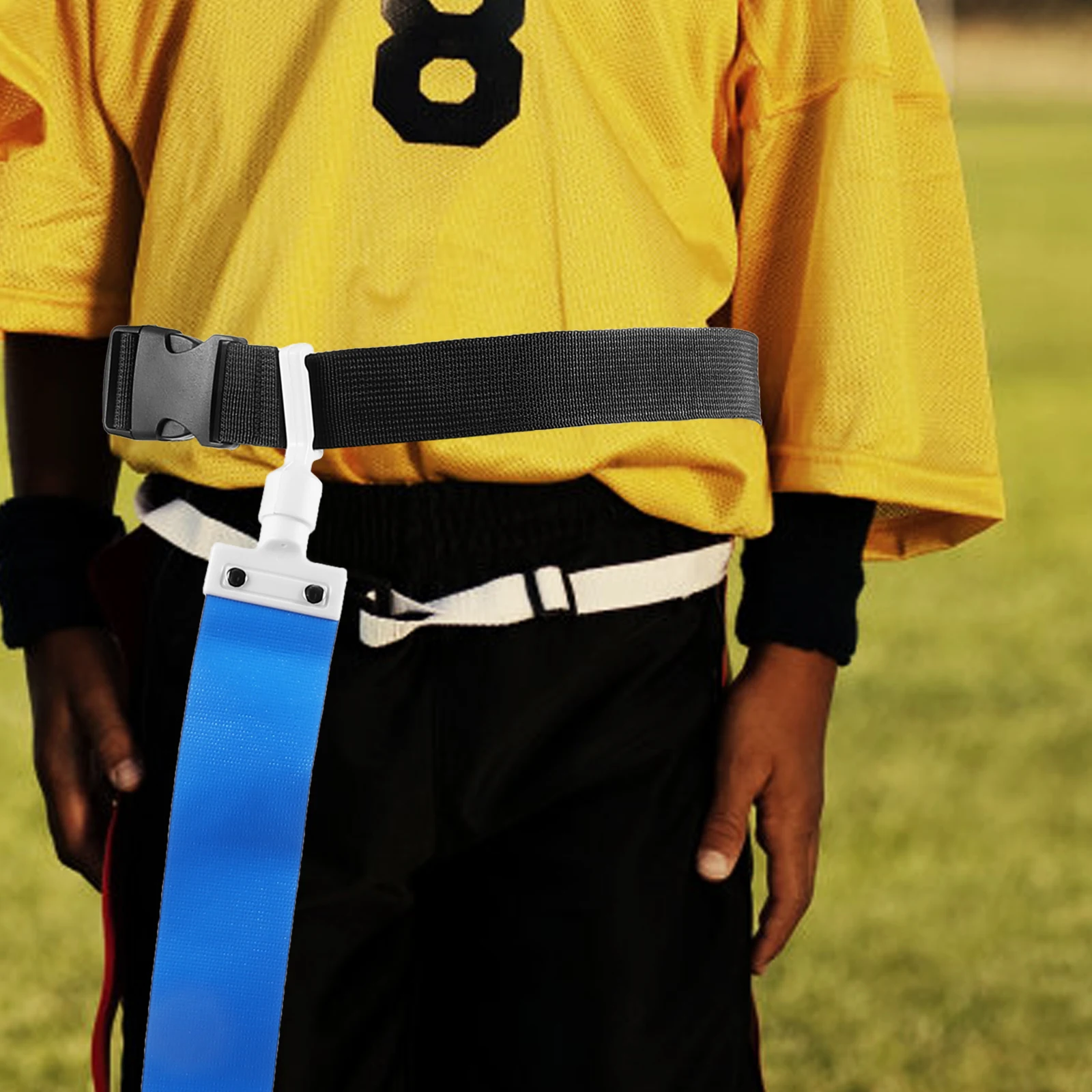 

1pcs Football Waist Flag Belt Blue Air Buckle PVC Ribbon Reusable Flags Moveable Sliding Design Perfect Beginners Outdoor Sports