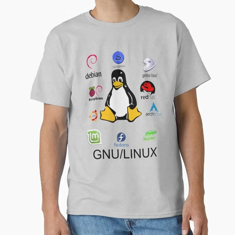 GNU/LINUX  The best distro Operating System Graphic T‑Shirt Casual Short Sleeve Tees Geek IT Developer Fan Gift Streetwear