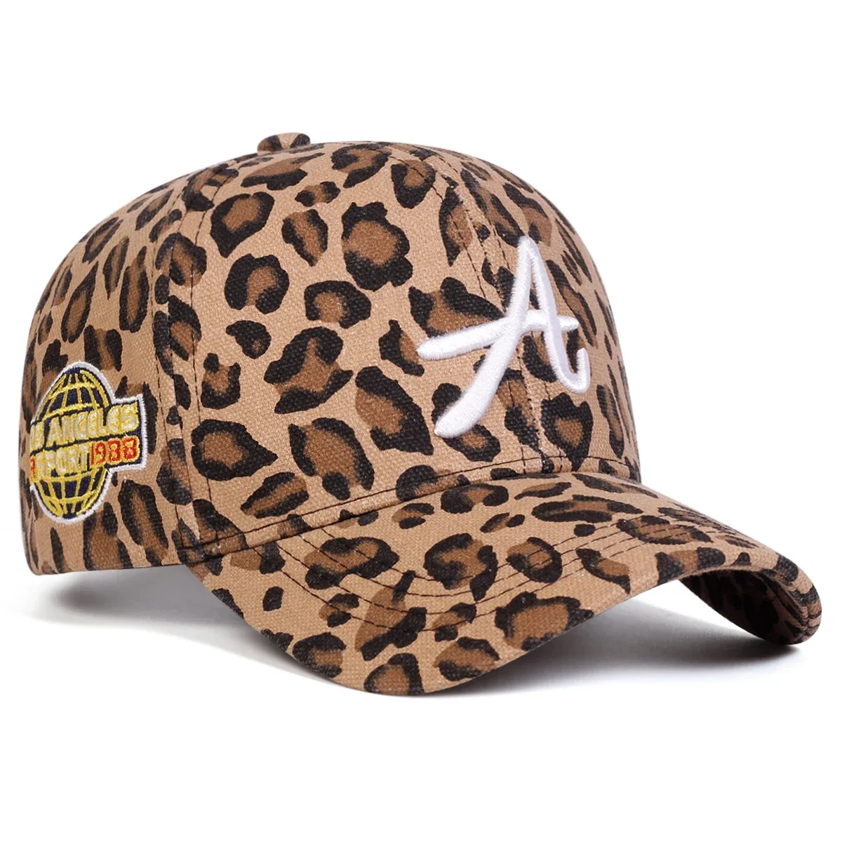 Unisex A Letter Embroidery Leopard Print Baseball Caps Spring and Autumn Outdoor Adjustable Casual Hats Sunscreen Hat Sports Cap