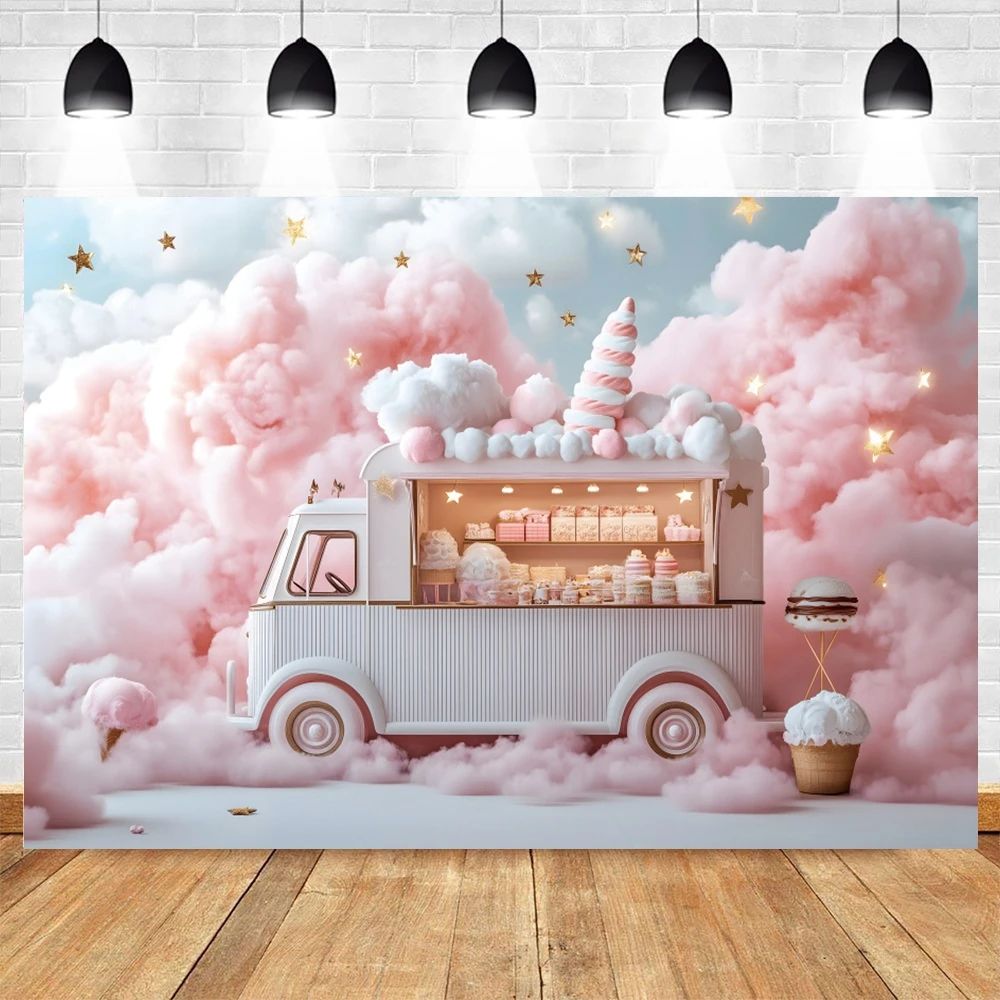 Мечтательные облака, кекс, автомобиль, фон для детского душа, декор для вечеринки в честь первого дня рождения, фон для фотосъемки, декор, реквизит для фотостудии