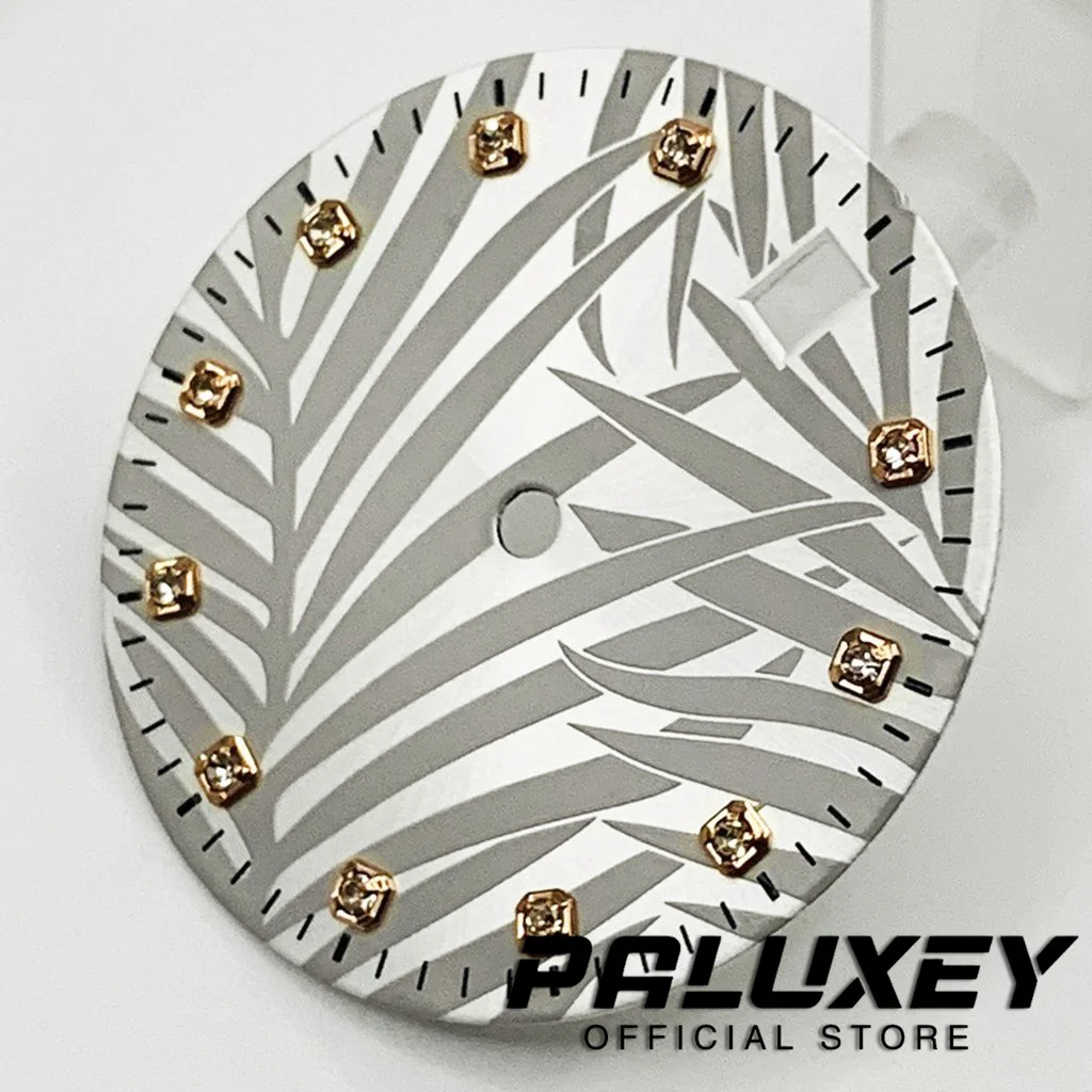 Nh35 28.5mm Sterile White Gray Watch Dial Rose Gold Mark Watch Faces For NH35 4R35 Movement Replacement Parts