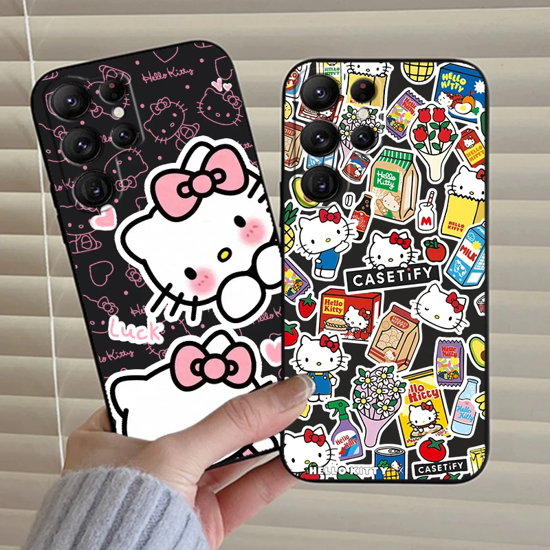 Hello Kitty Kuromi Melody For Samsung Galaxy S24 S23 S22 S21 S20 FE S10 S10E Plus Ultra Pro Lite 5G Black Funda Phone Case