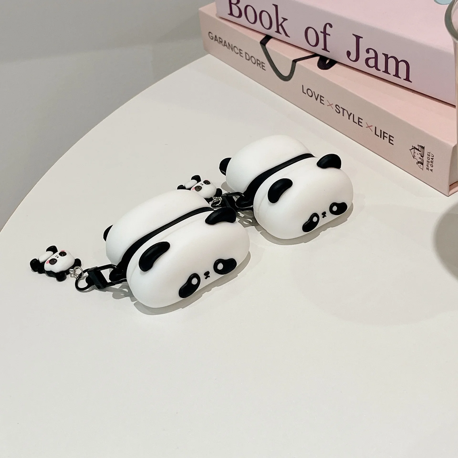 Cute Lying Panda Headphone Case For AirPods 4 (2024) Airpod Pro2 1 2 3 Bluetooth Earbuds Charging Box Protective Earphone Cover
