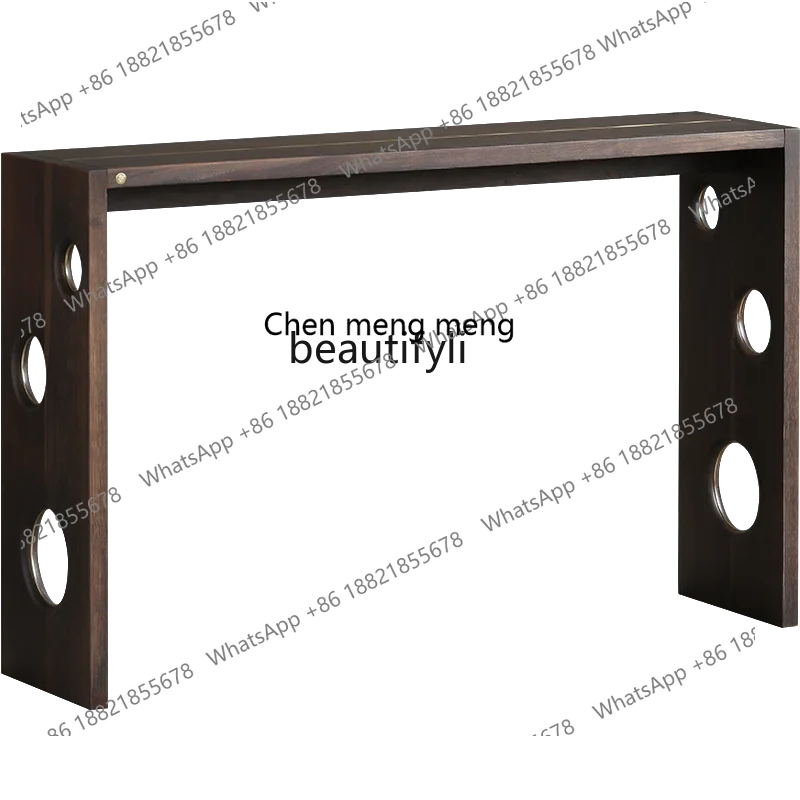 

Modern Simple and Light Luxury Nordic Retro Nostalgic Style Smoked Oak Solid Wood Desk Living Room Console Tables