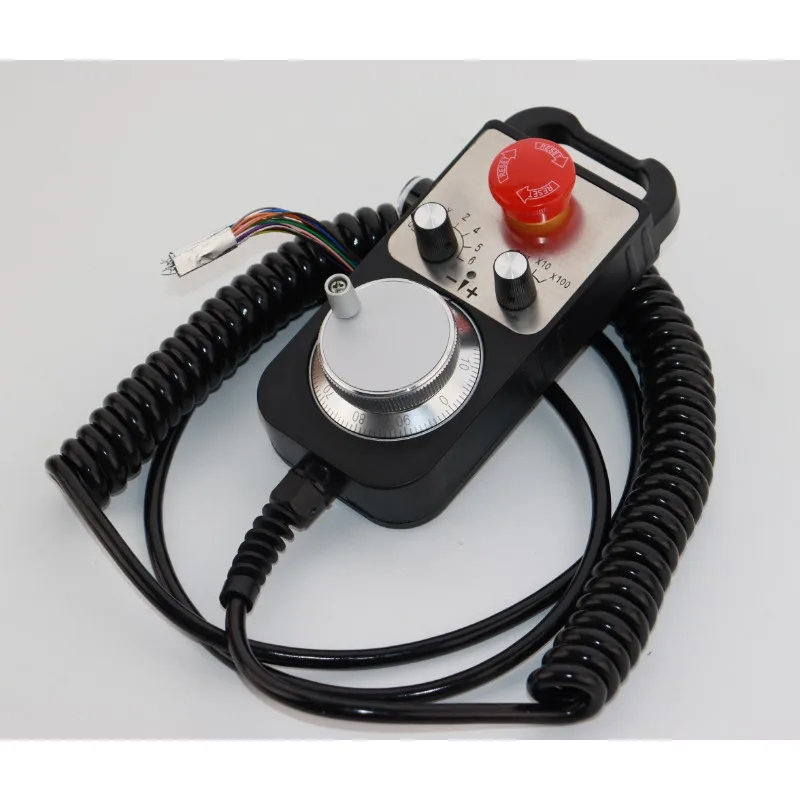 Industrial black metal plastic handwheel with reset button numerical control machine operating handwheel