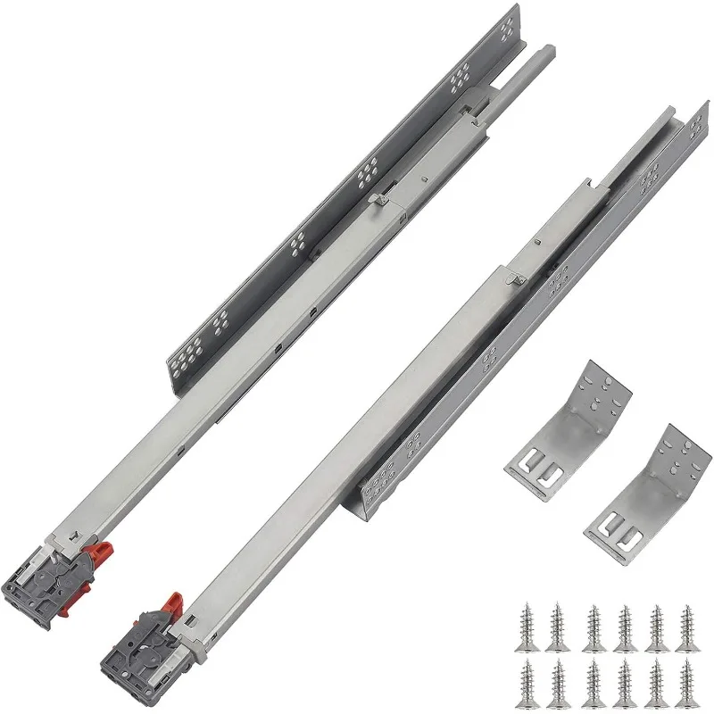 Soft Close Undermount Drawer Slides 21 inch (6 Pairs), Full Extension Concealed Drawer Runners, Come with Mounting Screws