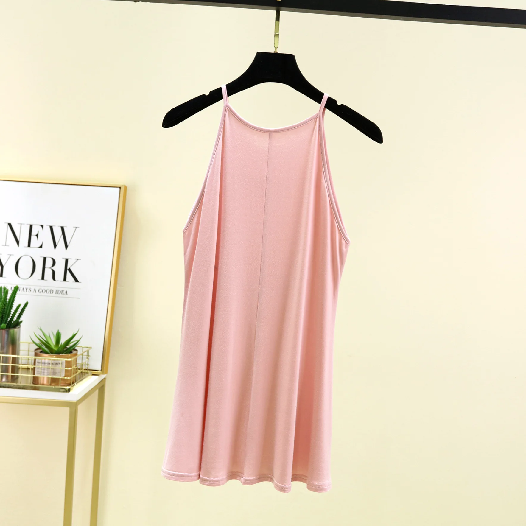Modal Halter Camis Spaghetti Strap Tops Sleeveless O-Neck Summer women\'s Bottoming Tee Top Solid  color Camisole plus size