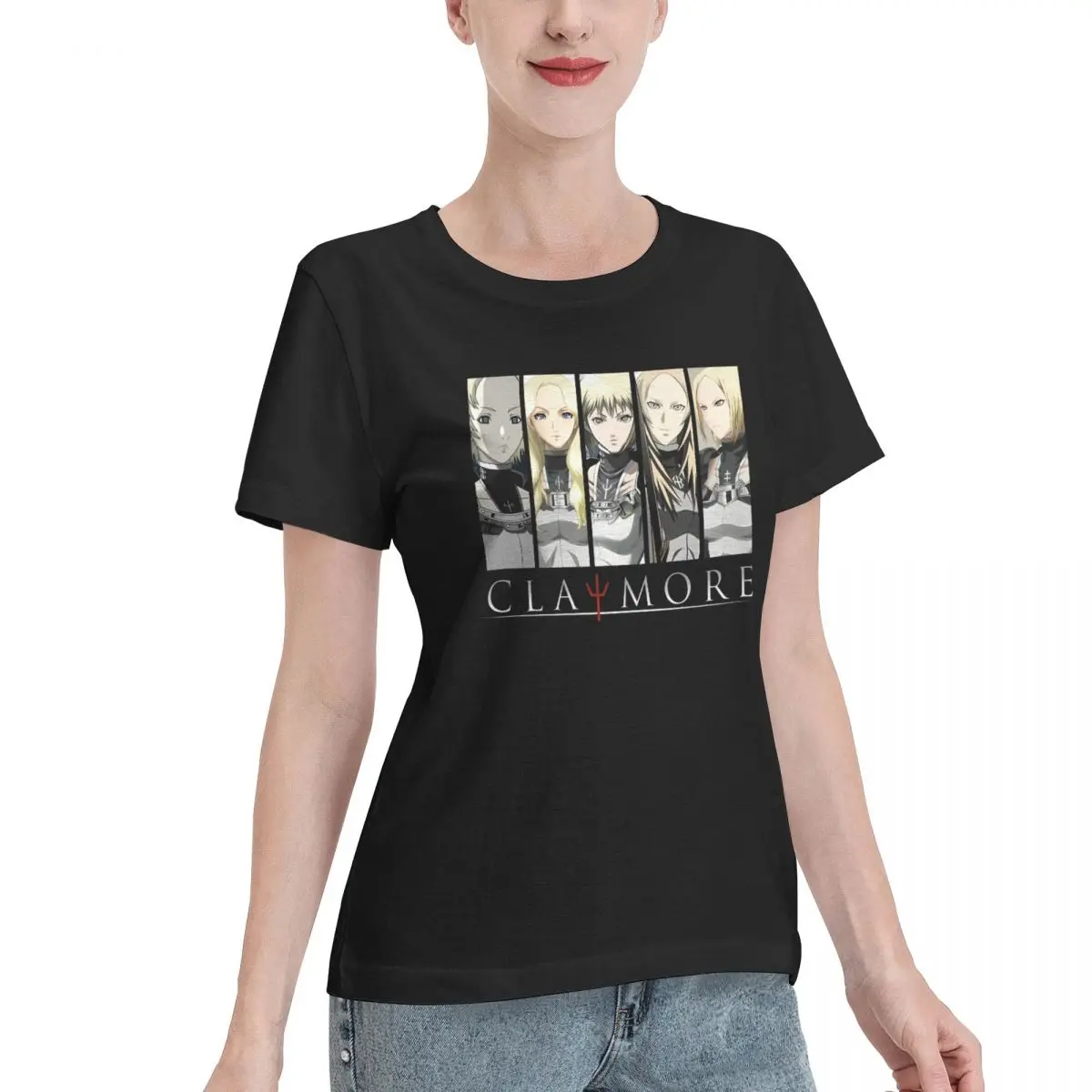 Wardrobe Filler Vintage Love Anime Claymore Girls Characters Women's T-shirt Holiday Plain Cotton Top