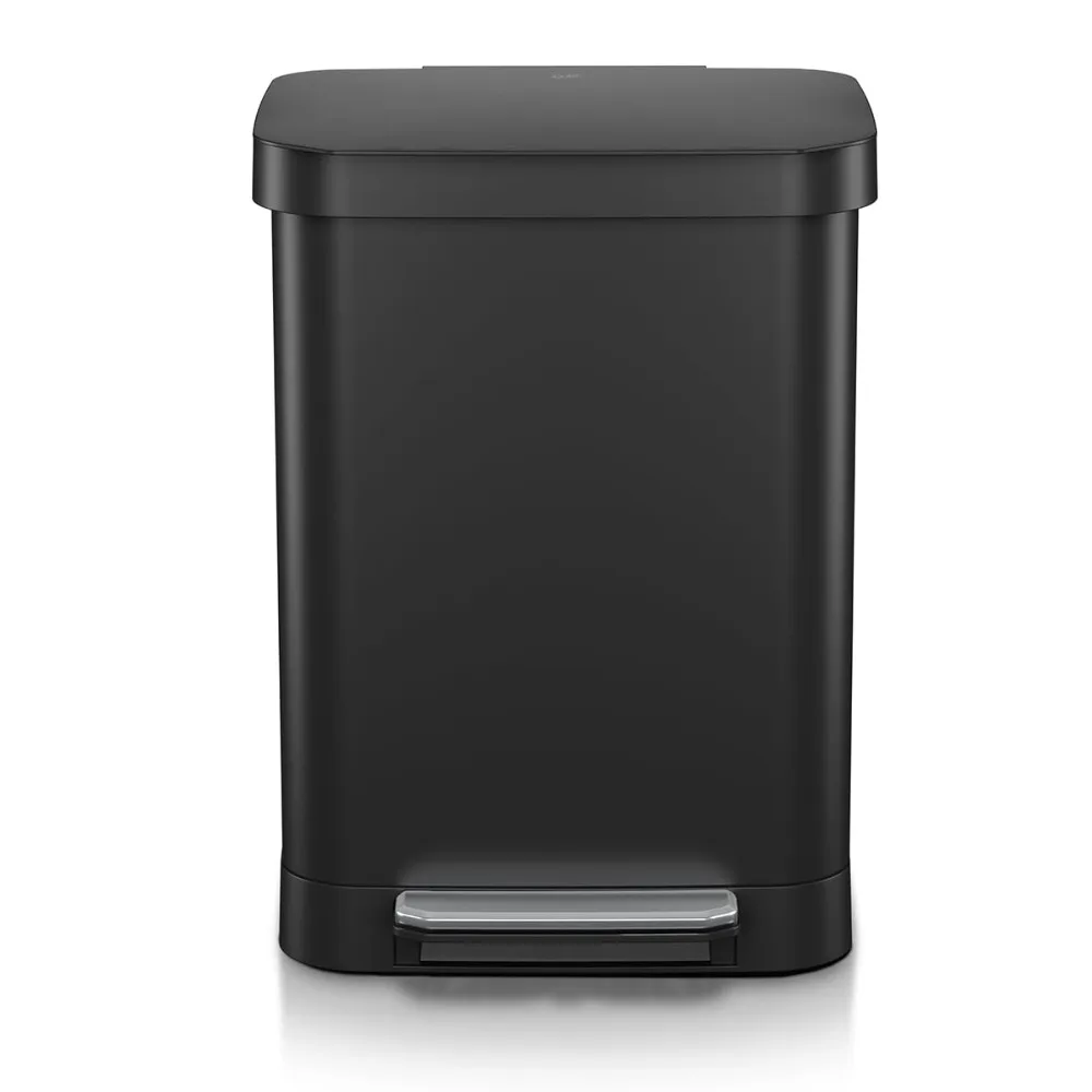 

Stainless Steel Step Trash Can, Series 2 with Clorox Protection - Large Black Kitchen Garbage Bin with Soft Close Lid, Foot