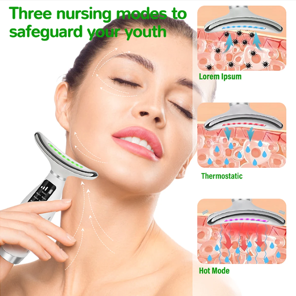 7 colour light neck instrument, face and neck whole body beauty massage, three gears 7 modes with screen display 4