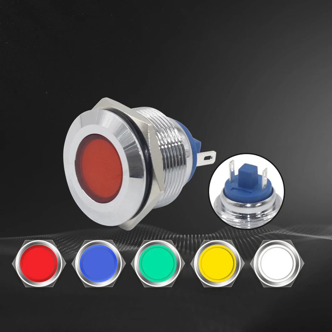 Imagen 5: ABILKEEN - Lote de 10 Luces Indicadoras LED de Metal de 19 mm, 3~220 V, Lámpara Piloto de Señal LED con Terminal de Soldadura/Tornillo de 2 Pines, IP65 Impermeable