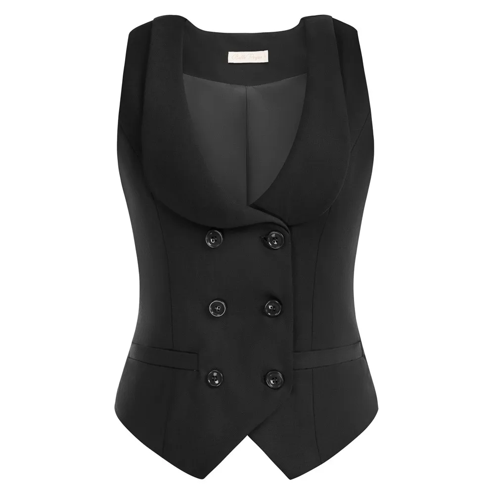 Women\'s Vest Army Green Double Breasted Tank Top Slim Lapel Tank Top Vintage Steampunk Clothing for Elegant Chaleco Mujer 2022