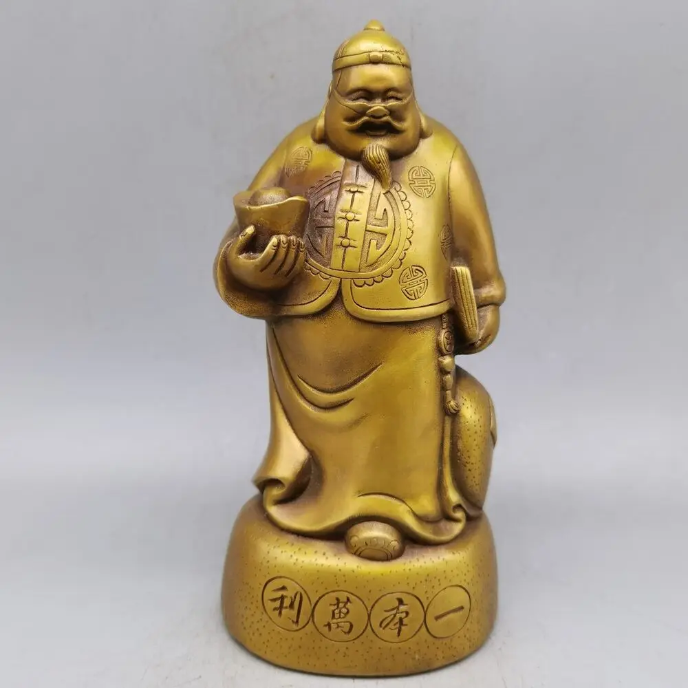 8'' copper sculpture chinese fengshui culture fortune wealth rich man statue