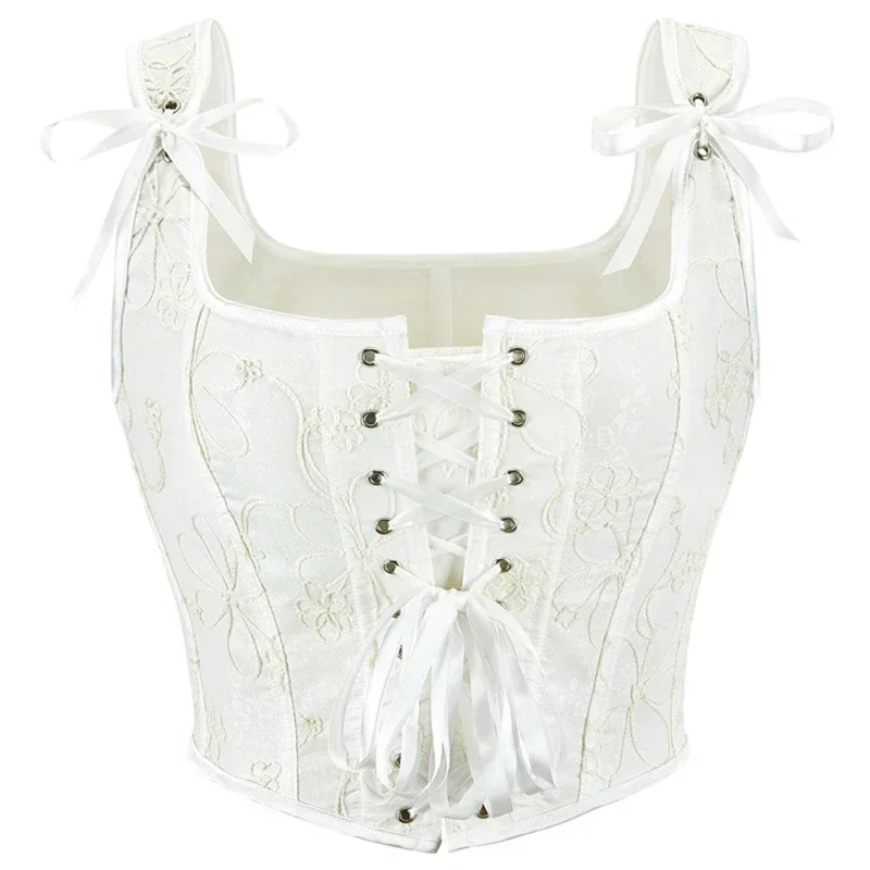 

Jacquard Corset Tank Top Women Retro Victorian Camisole Lace Up Overbust Corsets Crop Gothic Body Shaper