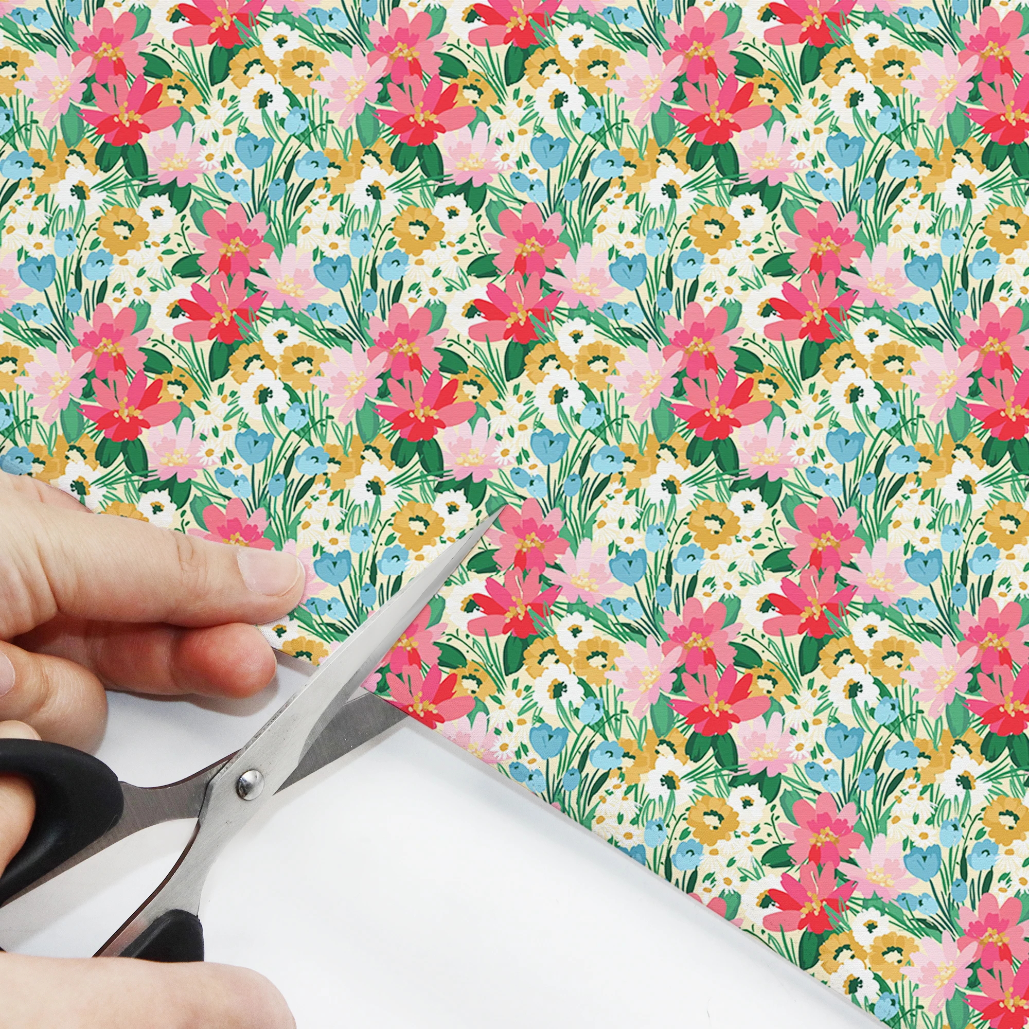 Pre-cut 4pcs/set Flower Pattern Fabric Packs17.7*19.7In/ 7.87*7.87in Polyester Patchwork, Suitable
