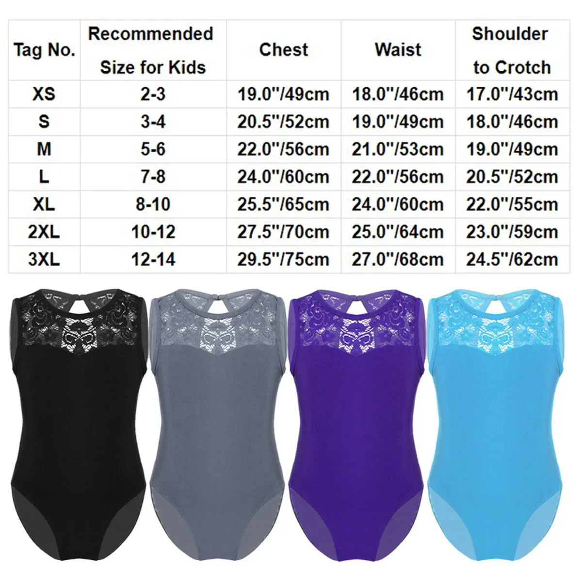 TiaoBug-Collant de Balé Splice sem mangas para meninas, collant de ginástica profissional, bodysuit de bailarina para crianças e adolescentes