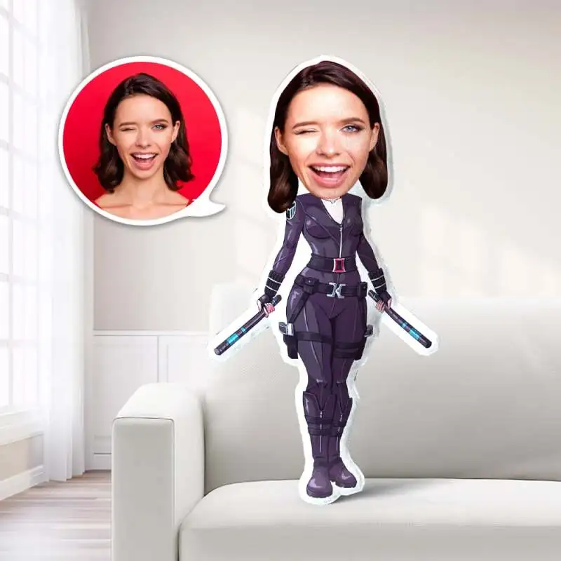 Minime-almohada de superhéroe para pareja, cojín personalizado con foto de cara, juguetes creativos, regalo nuevo, viuda personalizada