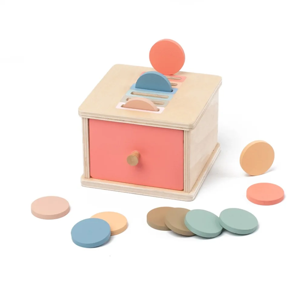 Houten Baby Object Permanente Doos Vorm Bijpassende Kleur Cognitie Montessori Houten Speelgoed Zintuiglijke Munt Bal Drop Vroege Onderwijs Box