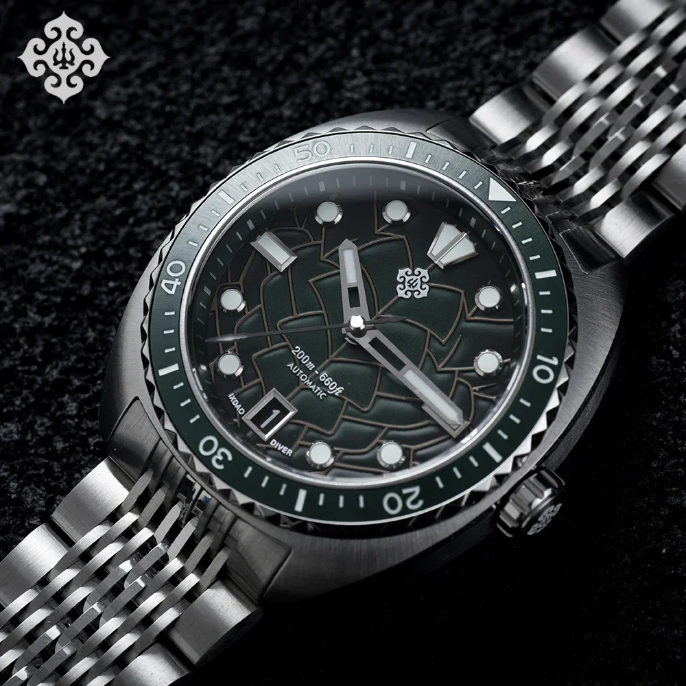 

IXDAO IPOSE 2025 New Men's Automatic Mechanical Watch Dragon Scale Pattern Diving Watch 20Bar Stainless Steel BWG-9 reloj hombre