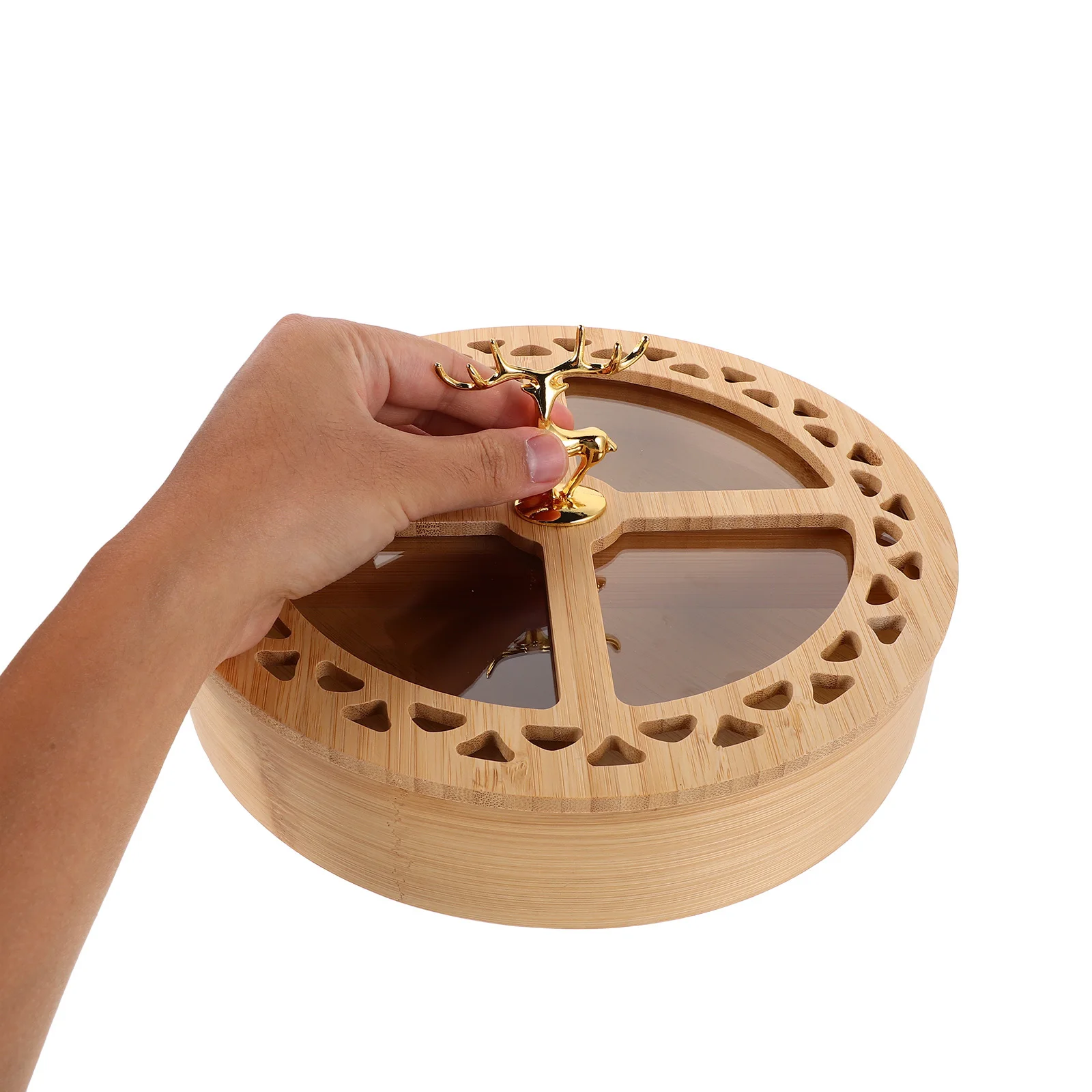 

Поднос для закусок с четырьмя отделениями и крышкой для орехов и сухофруктов — раздельный контейнер для хранения и подачи еды