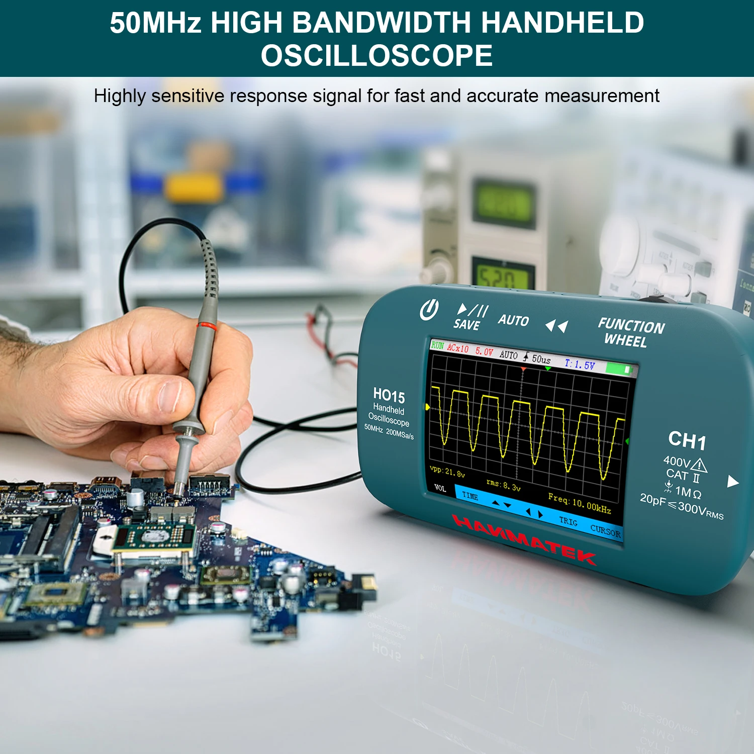 Hanmatek Handheld Digital Oscilloscope 10MhZ Bandwidth Display