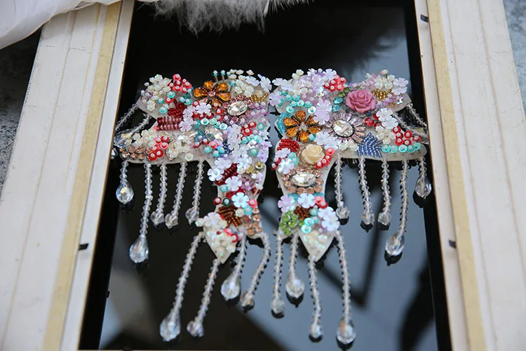 flower deer tessel rhinestones beaded patches for clothing stickers clothes sew on parches bordados para ropa toppe per vestiti