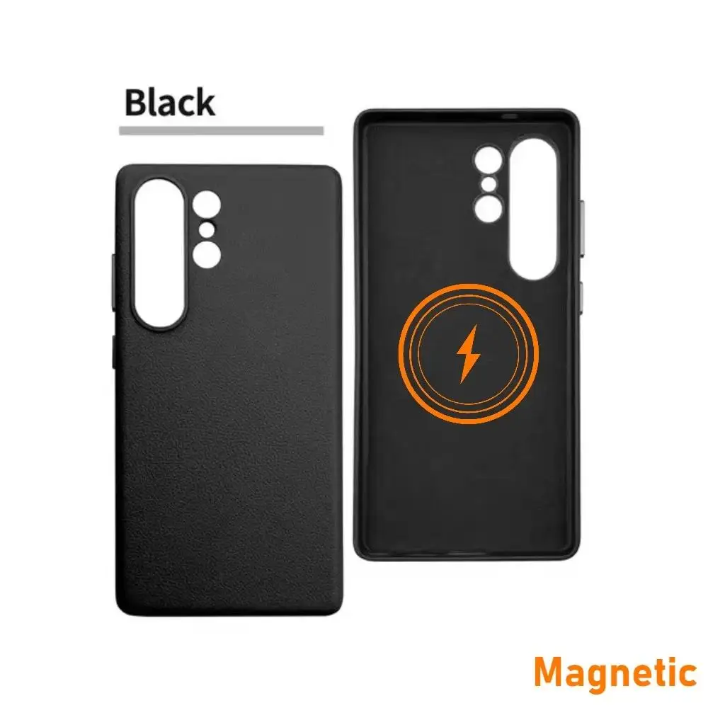 Capa Magnética de Couro Vegano de Alta Qualidade para Samsung Galaxy S26 S25 Ultra Plus com Carregamento Sem Fio e Proteção Antichoque