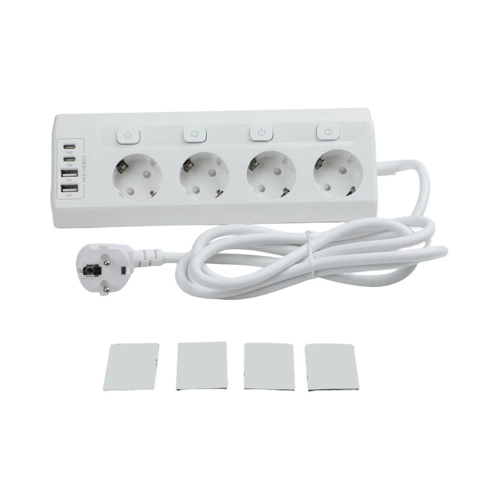 Home Use 25.5*6.7*6.3mm 10.03*2.63*2.48inch EU AC Power Socket Multi Port Charging Solution Wall-Mounting Options