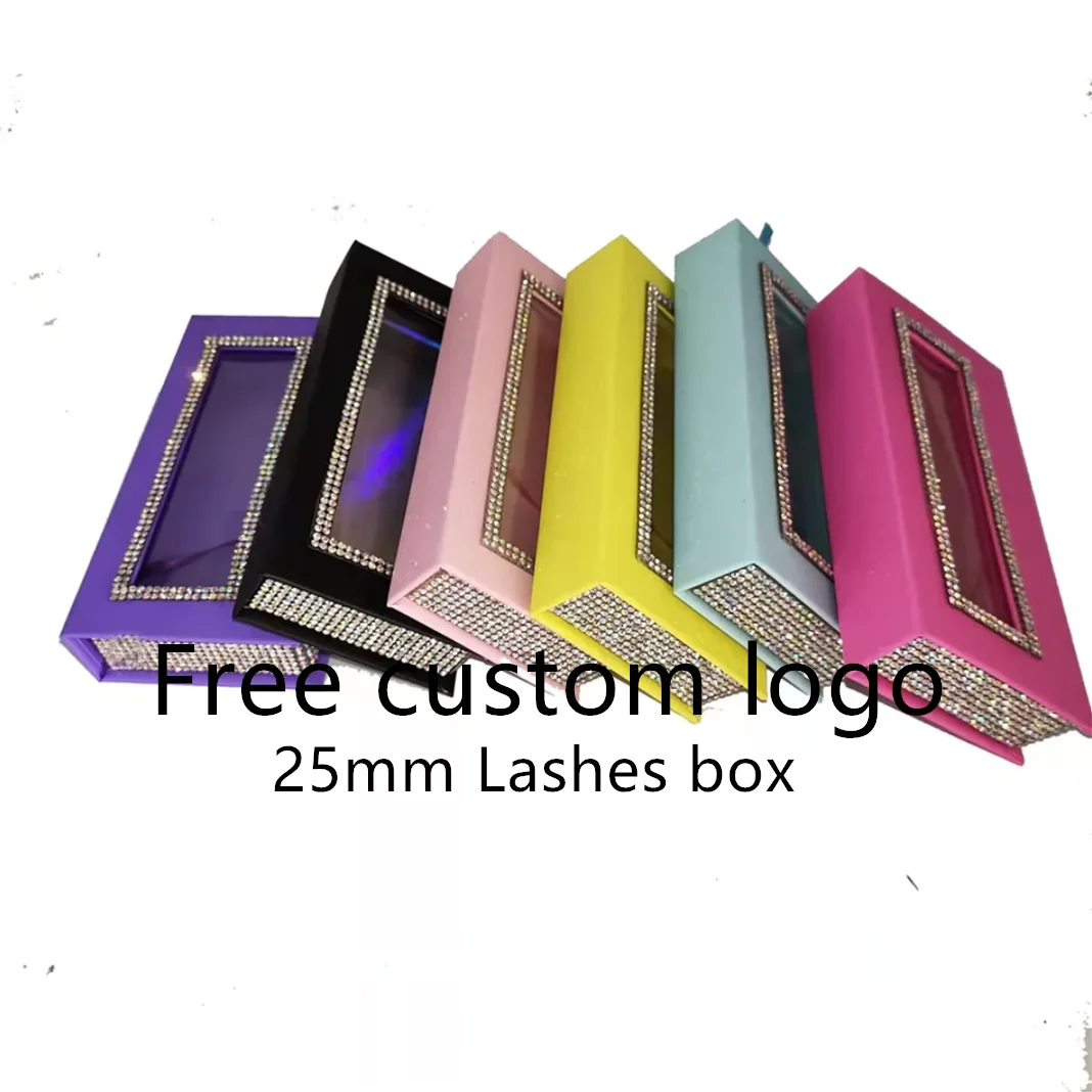 Empty Diamond Magnet Eyelashes Packaging Box Wholesale Bulk Mix Colored Free Logo 25mm Mink False Lashes Case Nail box with tray