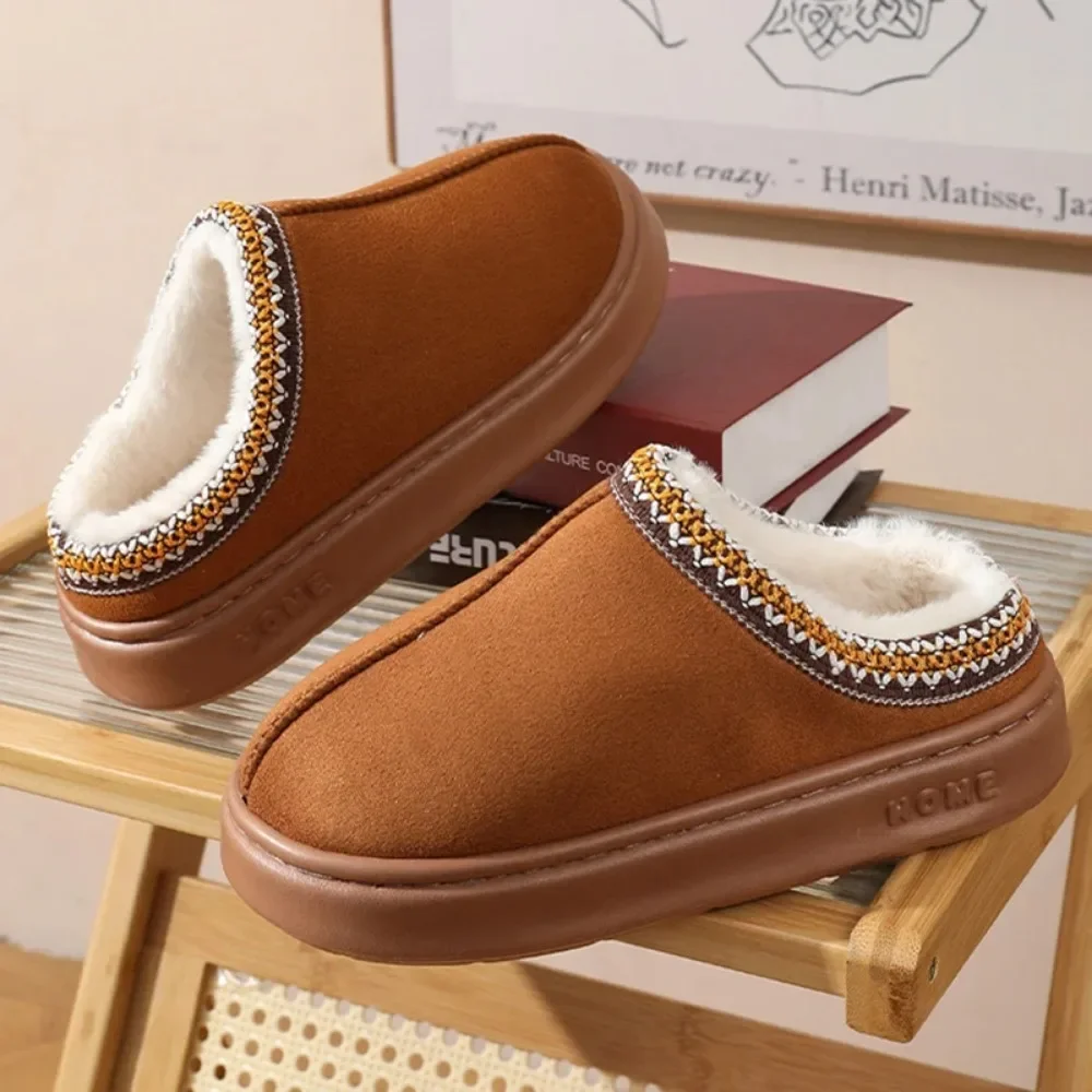 New Fashion Fluffy Platform Slippers for Women 2024 Winter Plush Warm Cotton Shoes Woman Comfort Non Slip Unisex Home Slippers image 3