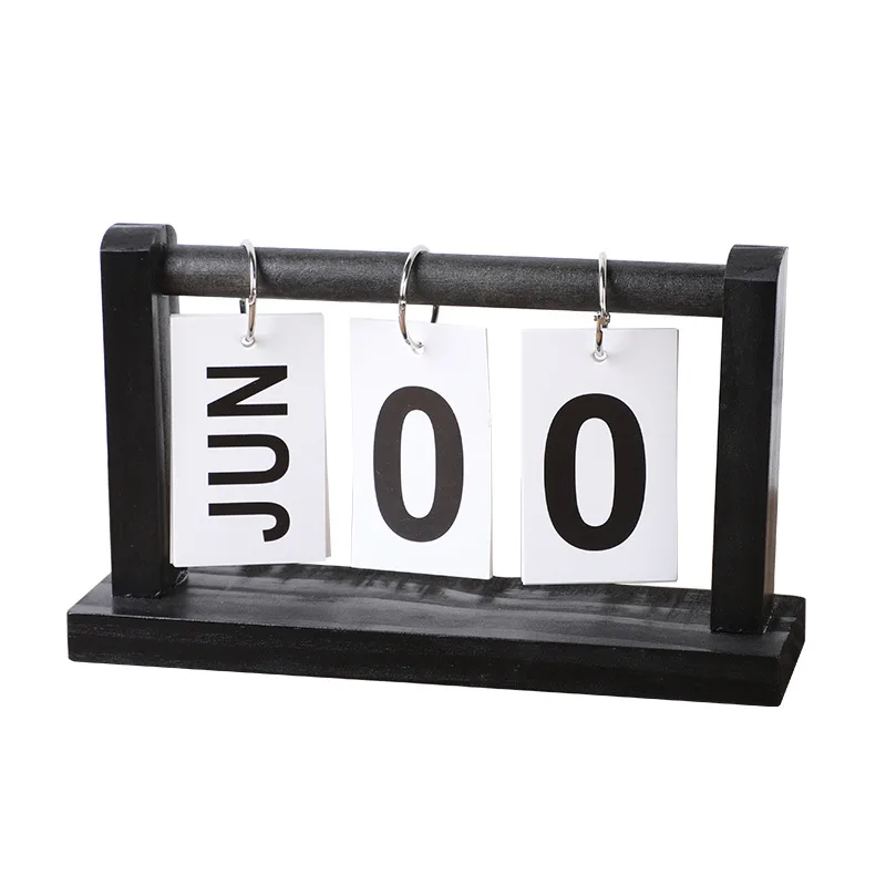 1 قطعة بطاقة فليب سطح المكتب الإبداعية التقويم الدائم ، خشبية الرجعية الفن التقويم مكتب عمل التقويم زخرفة الزخرفية