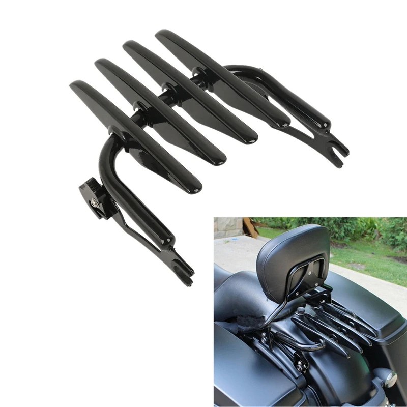 Detachable Sissy Bar Backrest Luggage Rack For Harley Touring Road King Electra Street Glide 2009-2024