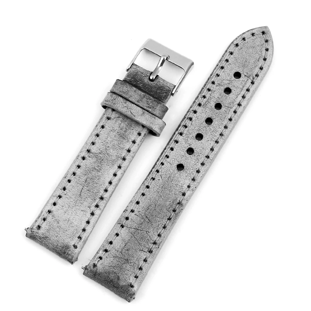 Oil Wax Genuine Leather Watch Straps 16mm 17mm 18mm 19mm 20mm 23mm 24mm Cowhide Watchbands Retro Bracelet Handmade Wristband