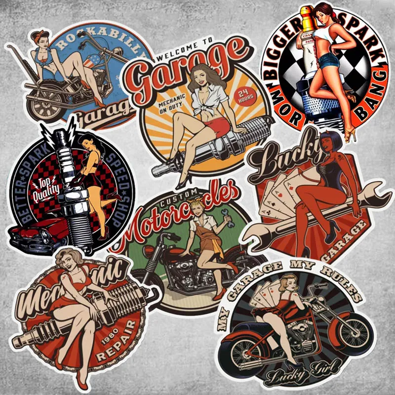 

Beauty Knight OLD SCHOOL GARAGE Style Decal Motorcycle Car Racing Reflective Sticker Bicycle Luggage Laptop Waterproof Pegatinas