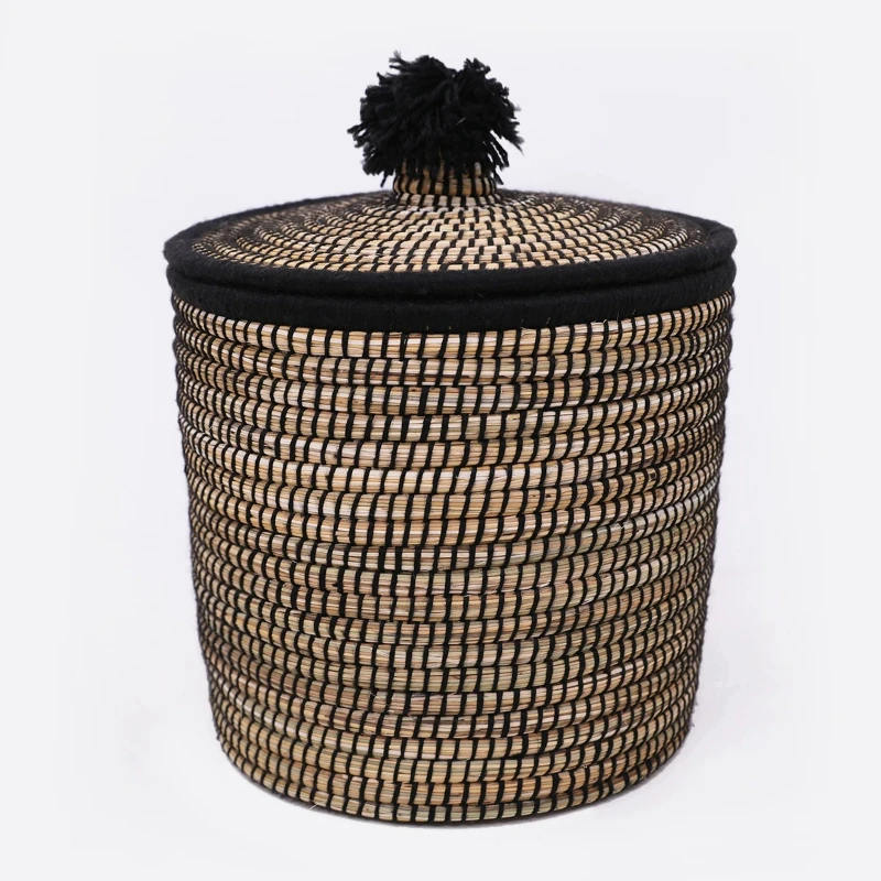Morocco imported raffia hand-woven storage basket laundry basket
